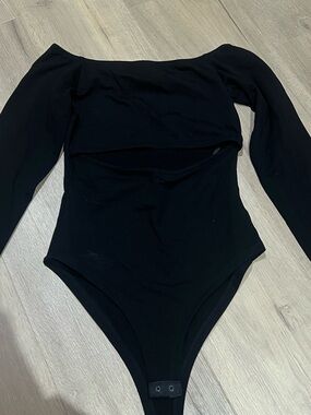 Adika Black Long-Sleeve One-Piece Bodysuit